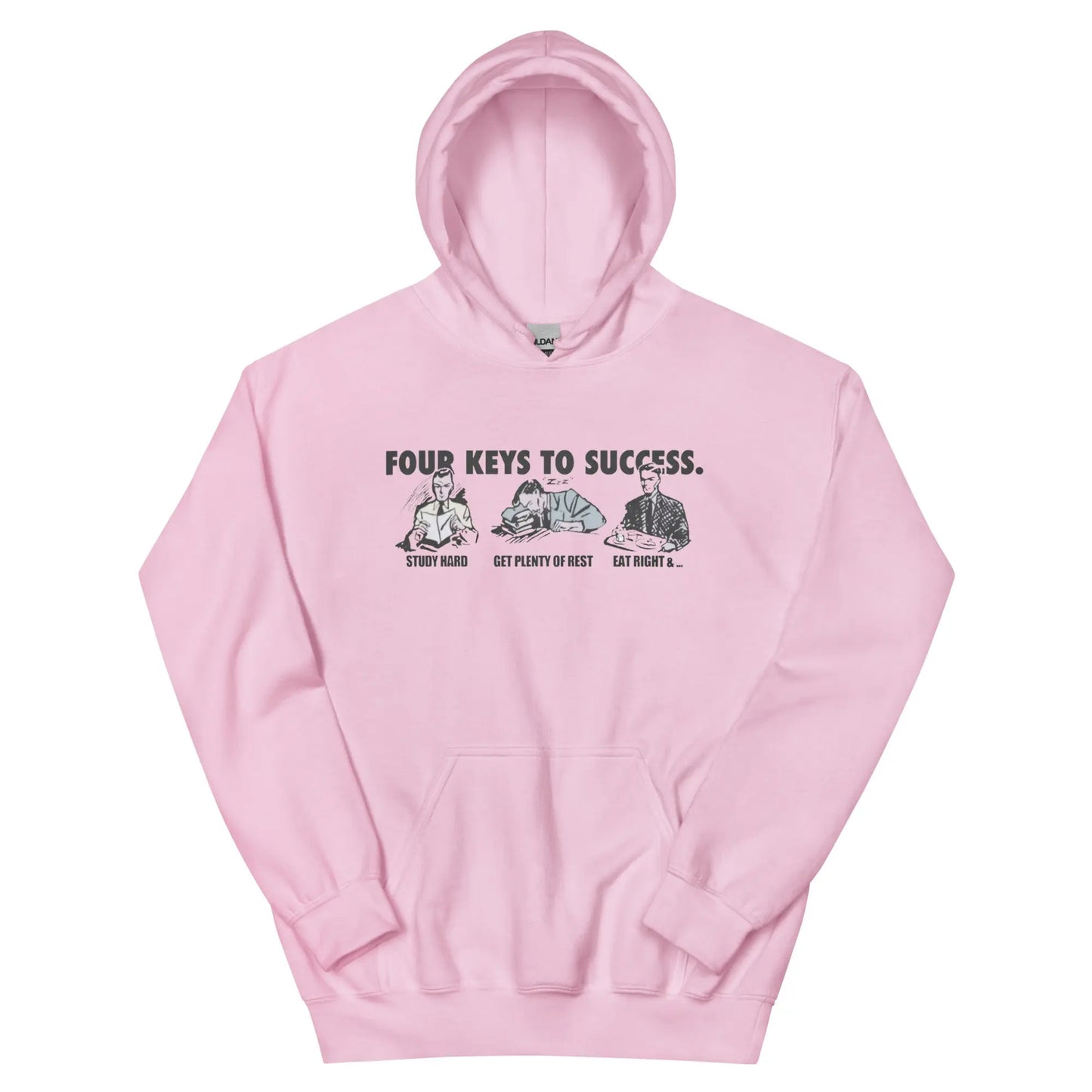 Four Keys To Success Hoodie - Retro Graphic Sweatshirt for Students, Office Humor, and Motivational Gift - Clothing Empire