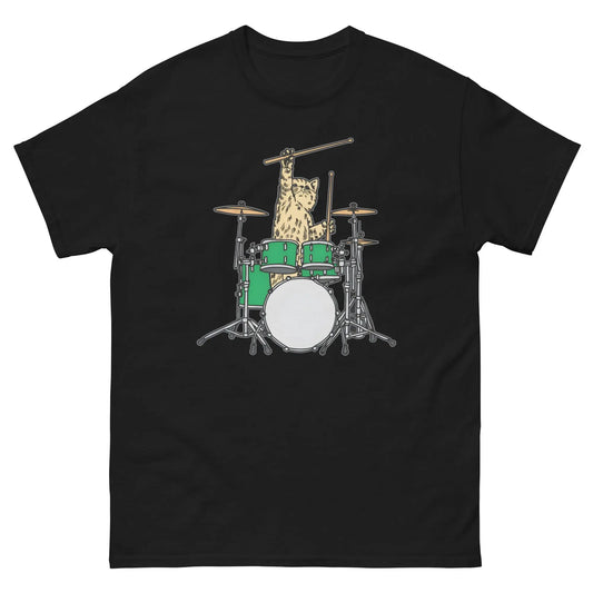 Funny Cat Playing Drums T-Shirt - Cat Drummer - Music Lover Tee - Cat Drummer Shirt - Gift for Musicians - Cat Lover Gift - Clothing Empire